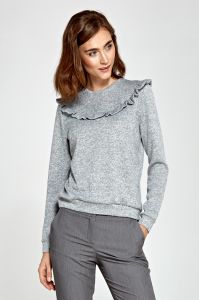 Sweter z falbankami - szary - B86