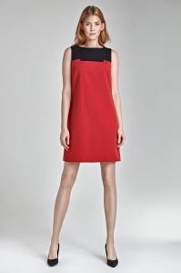 Czarująca sukienka dwukolorowa - czerwony - S25