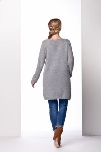LS150 Klasyczny sweter płaszczyk jasnoszary