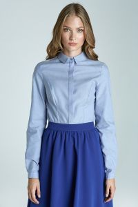 Taliowana klasyczna koszula - błękit - K47
