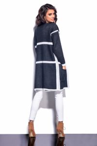 LS181 Elegancki sweterek płaszczyk czarny-biały