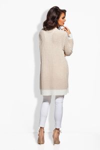 LS163 Sweter narzutka z oryginalnym wykończeniem beżowy-ekri