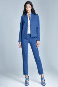 Eleganckie spodnie z oryginalnym zapięciem - niebieski - SD23