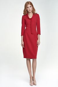 Sukienka z wiązaniem na dekolcie - czerwony - S77