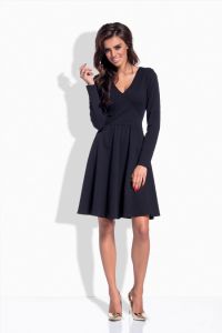 L154 Kobieca sukienka z dekoltem V czarny