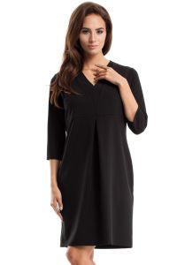 MOE251 Sukienka z podwójną plisą czarna