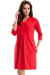 MOE251 Sukienka z podwójną plisą czerwona