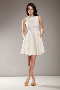 Stylowa sukienka AUDREY - krem (len) - S17