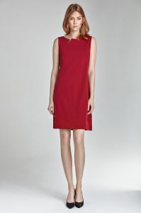 Sukienka z rozcięciem na dekolcie - bez rękawa - czerwony - S23