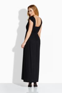 EM115 Długa elegancka sukienka z odkrytymi plecami czarny