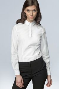 Modna koszula z długim rękawem - biały - K46