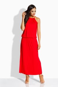 L138 Seksowna sukienka z oryginalnym dekoltem czerwony