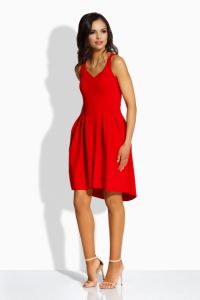EM117 Kobieca rozkloszowana sukienka czerwony