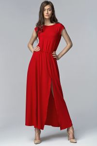 Sukienka MAXI z rozcięciem - czerwony - S61