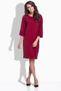L165 Elegancka sukienka ze złotymi zamkami bordo