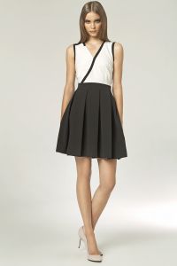 Sukienka z plisowanym dolem- czarny/ecru - S42