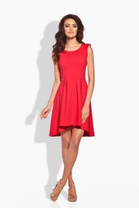 L127 Elegancka rozkloszowana sukienka czerwony