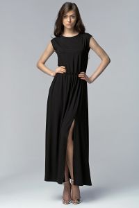 Sukienka MAXI z rozcięciem - czarny - S61