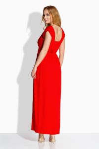 EM115 Długa elegancka sukienka z odkrytymi plecami czerwony